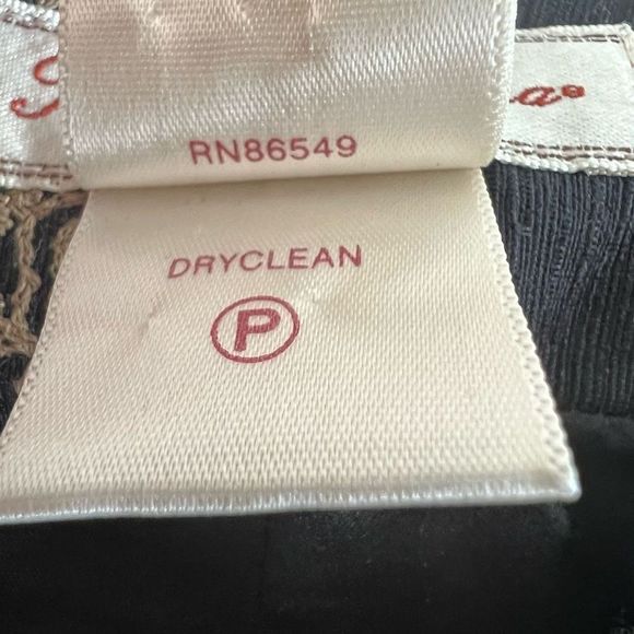 Tommy Bahama Silk Black Tan Floral Embroidery Straight Crop Pants Size 6 - Picture 10 of 15